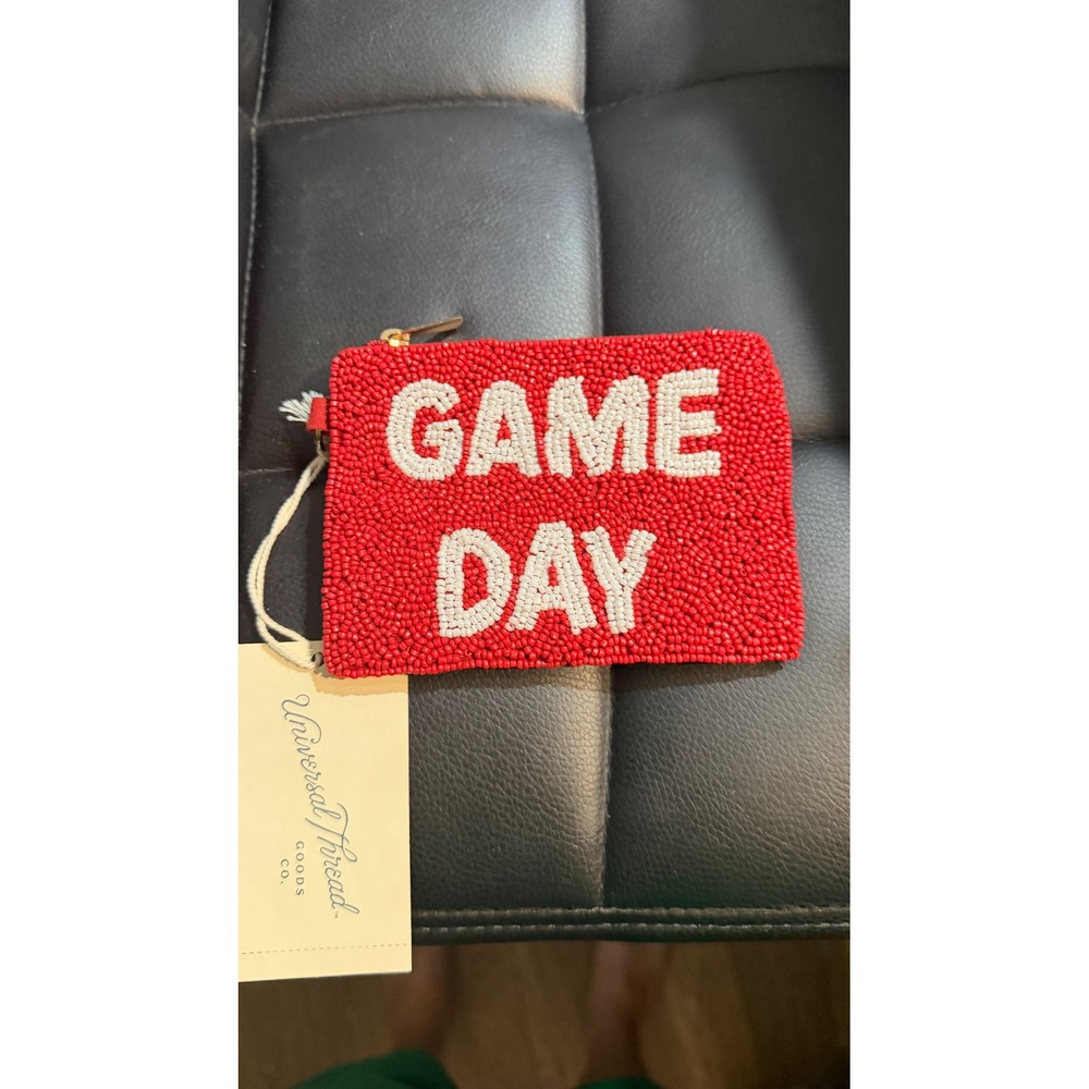 Universal Thread Game Day Beaded Coin Purse Red White Stadium Pouch NWT
